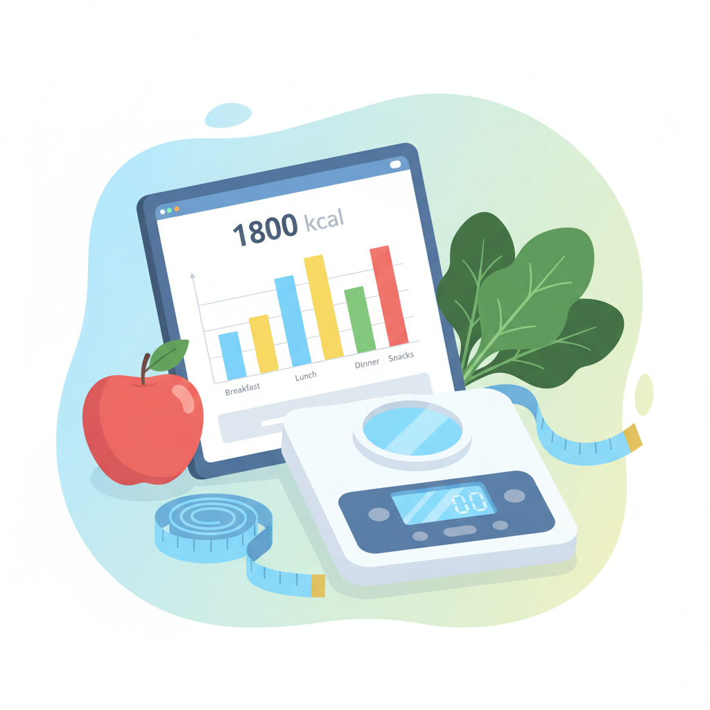Stylized dashboard illustrating calorie targets and progress.